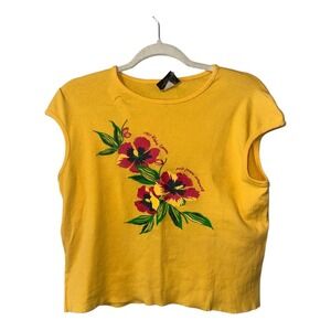 Polo Ralph Lauren Yellow Y2K Floral Tee, Medium‎